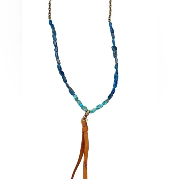 Turquoise and apatite stone necklace - Picture 2 of 6